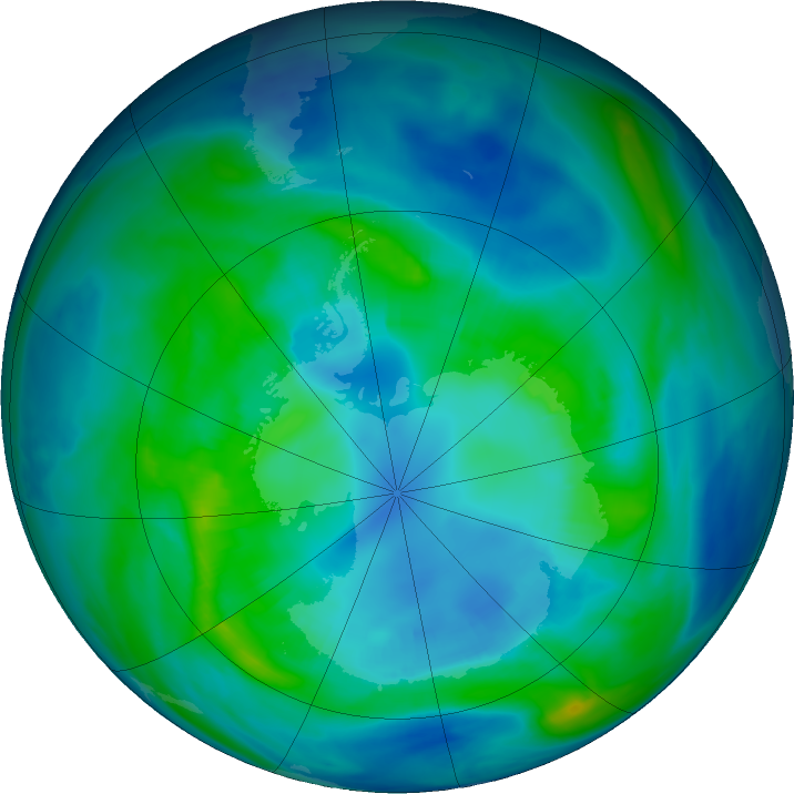 Antarctic ozone map for 18 April 2024